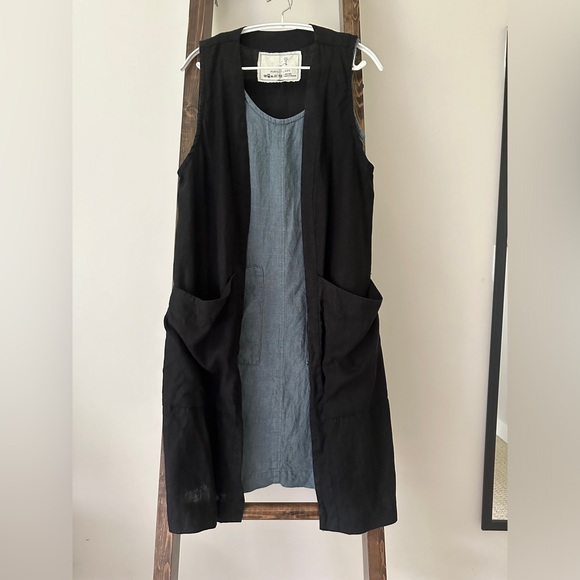 Linen apron dress with pocket size xs - Picture 3 of 13